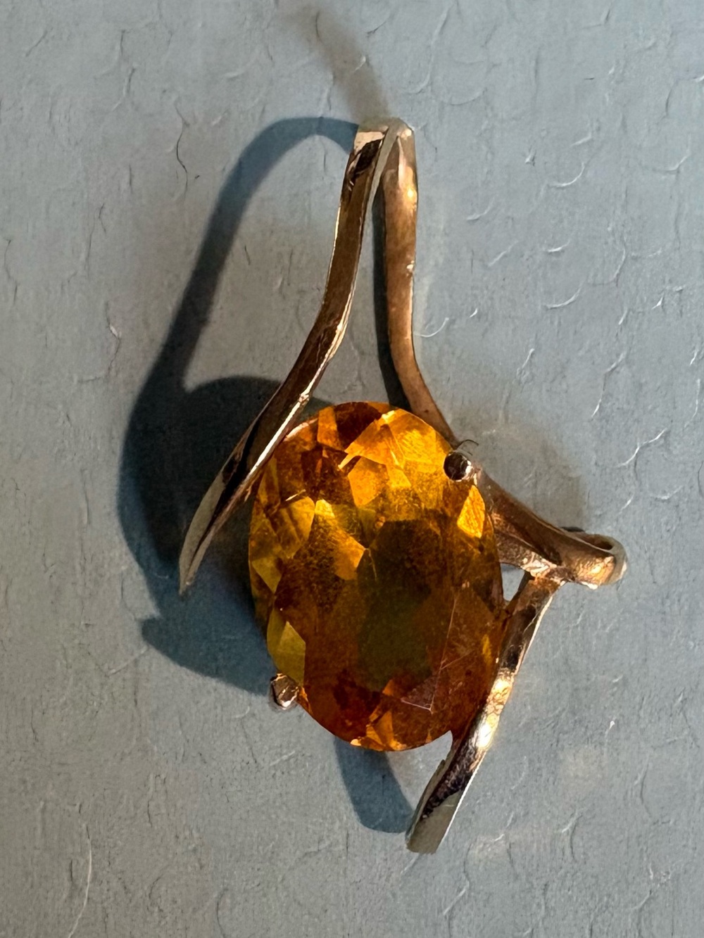 Vintage 14K Yellow Gold Citrine Geometric Pendant 4g Maker Mark EG